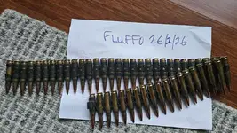 48 x rounds of brass 7.62 linked belt with new heads (inert)