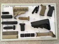 Grips, suppressors, compensator, stocks, aeg outer barrel etc.