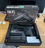Upgraded TM HK45 + 4 long mags + 1 regular mag