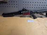 Golden Eagle Gas Shotgun with shells, CTR style stock, Hogue overmoulded grip and a working Doctor style red dot.