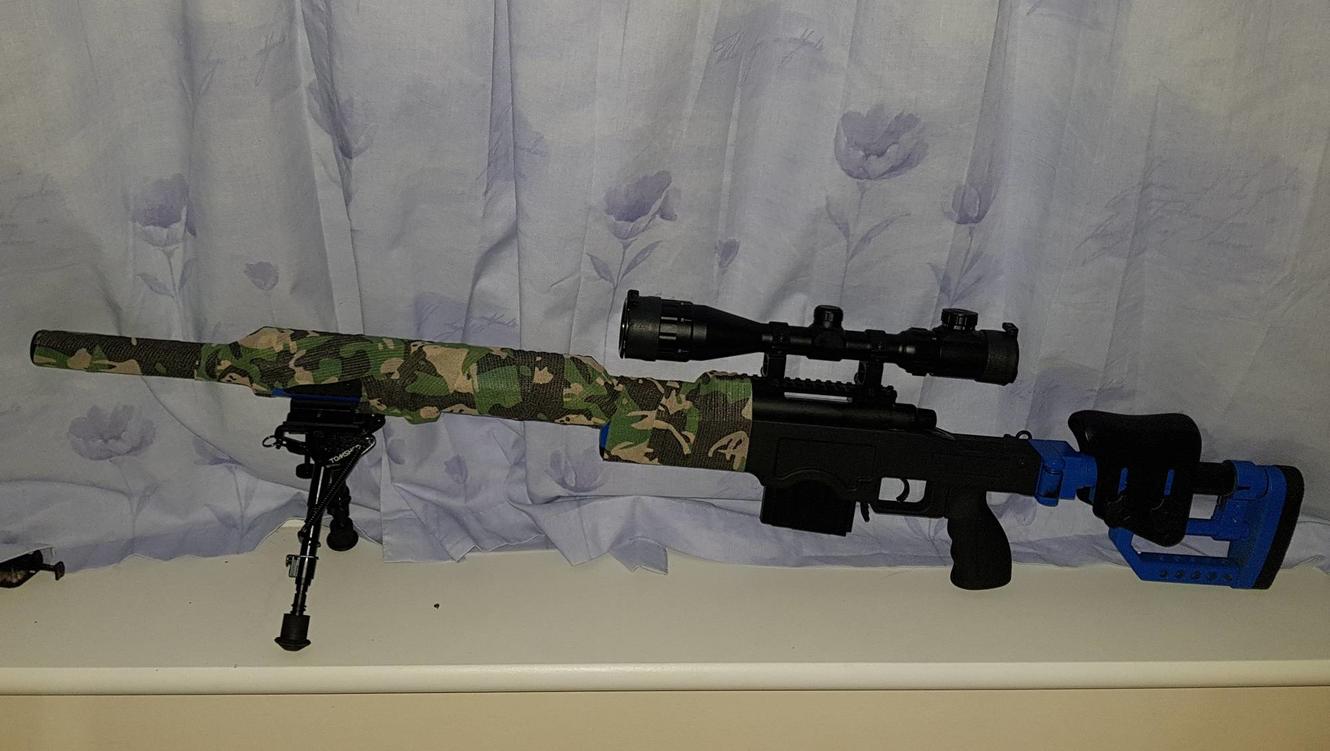 Well Mb4410a snipe rifle (two tone) with Airsoft Pro  upgrades