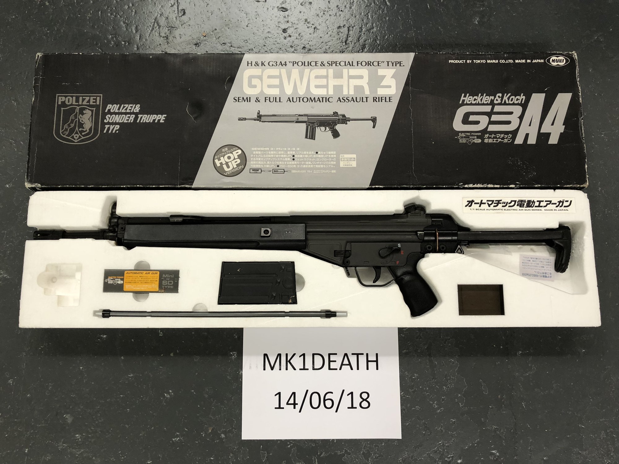 Rare Tokyo Marui G3A4 Sliding Stock with 8 Mags and Original Box ...