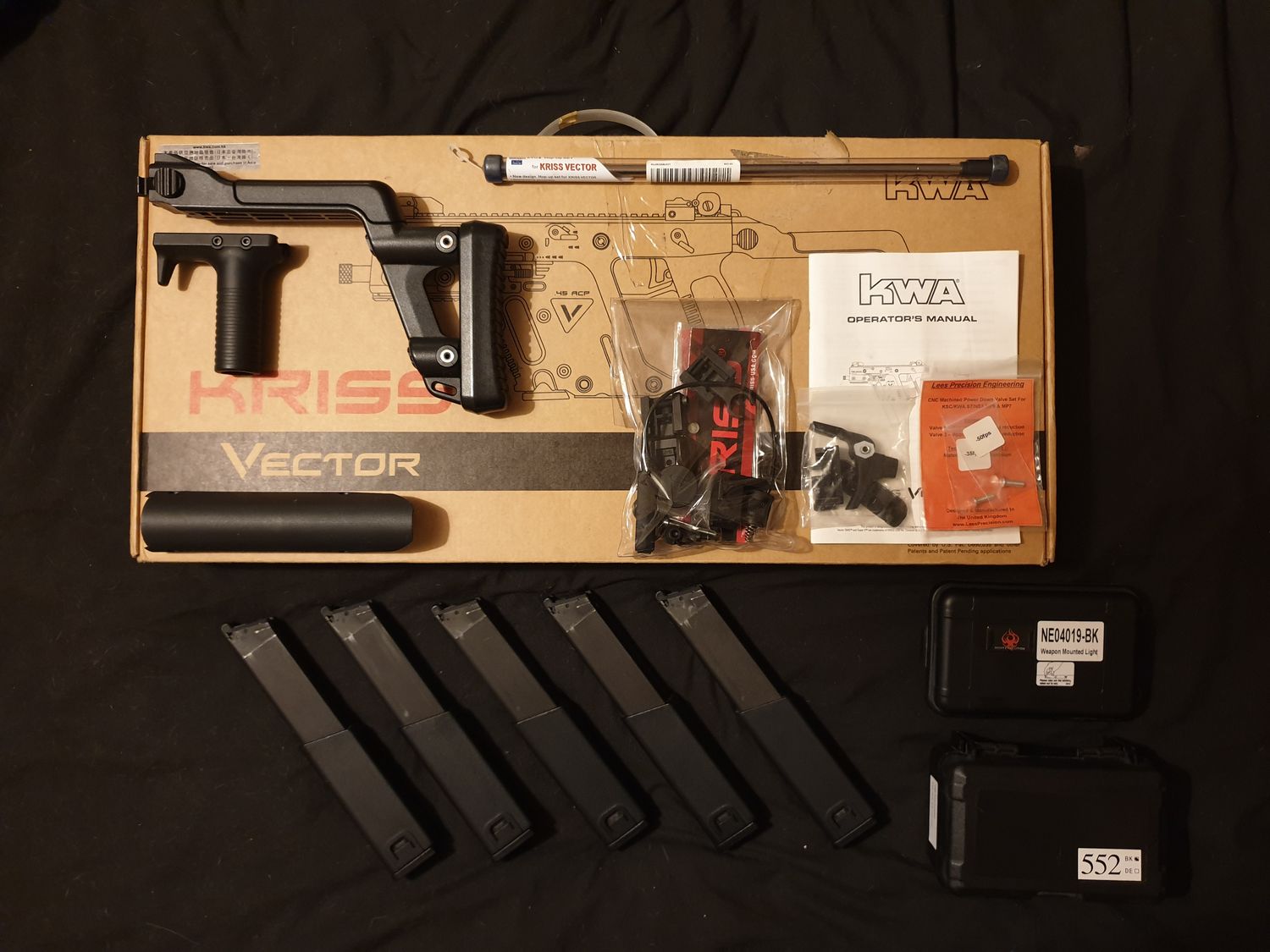 KWA Kriss Vector GBB package, 6 mags, sights and lots more. - Gas
