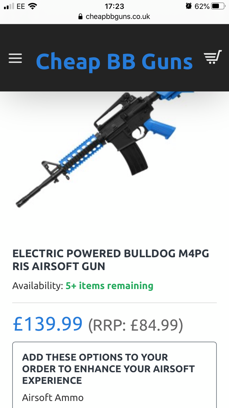 Electric Powered Bulldog M4PG RIS Airsoft Gun