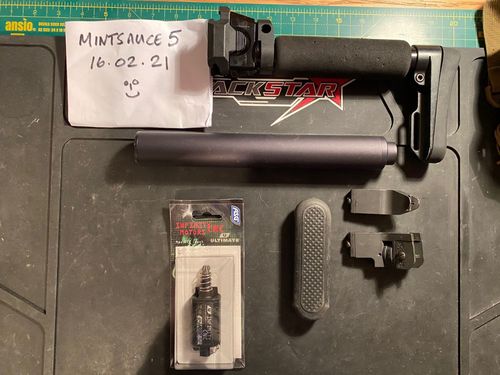 ASG Evo stock/suppressor /asg motor /canted sights /tm recoil butt pad ...