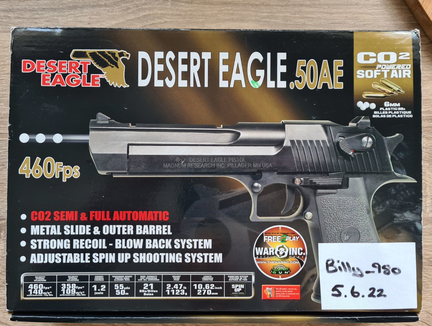 CYBERGUN Magnum Research Desert Eagle .50AE Full Auto Co2 GBB Airsoft  Pistol by KWC