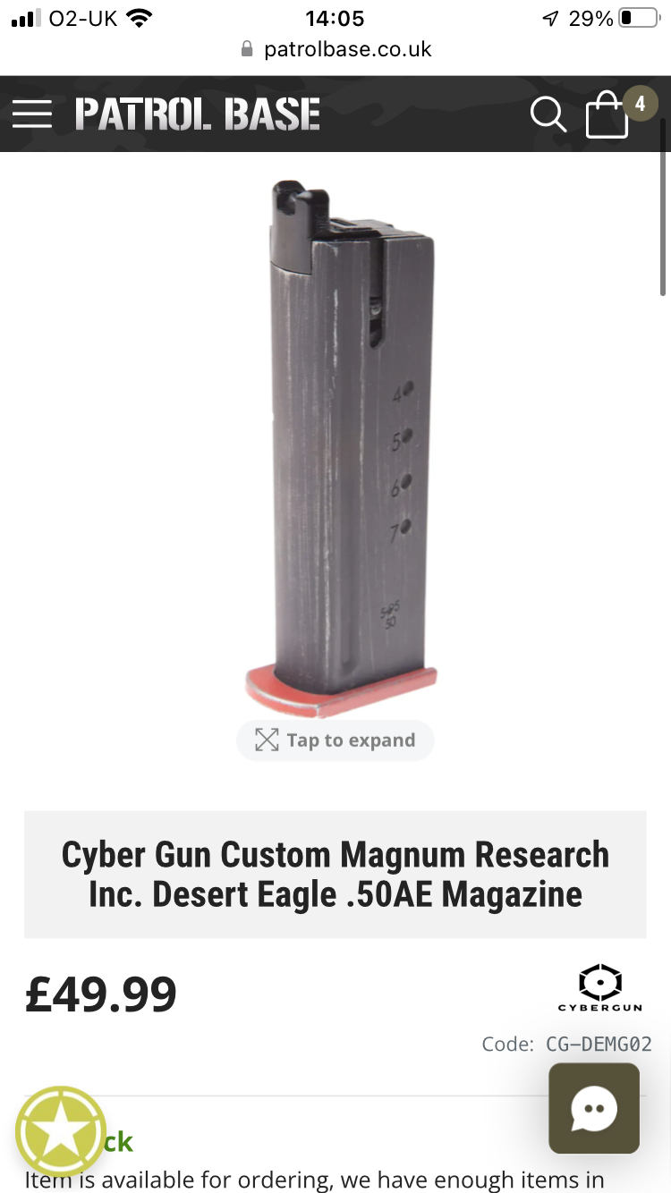 Cybergun Desert Eagle .50cal magazine - Parts - Airsoft Forums UK