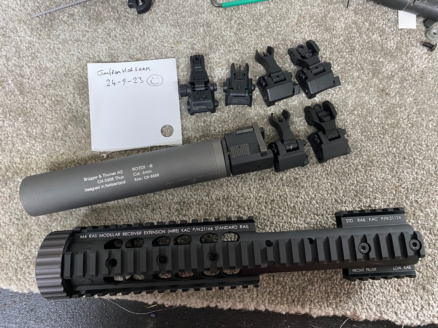 Airsoft Artisan KAC MRE Rail , Rotex III QD silencer , Troy style BUIS ...