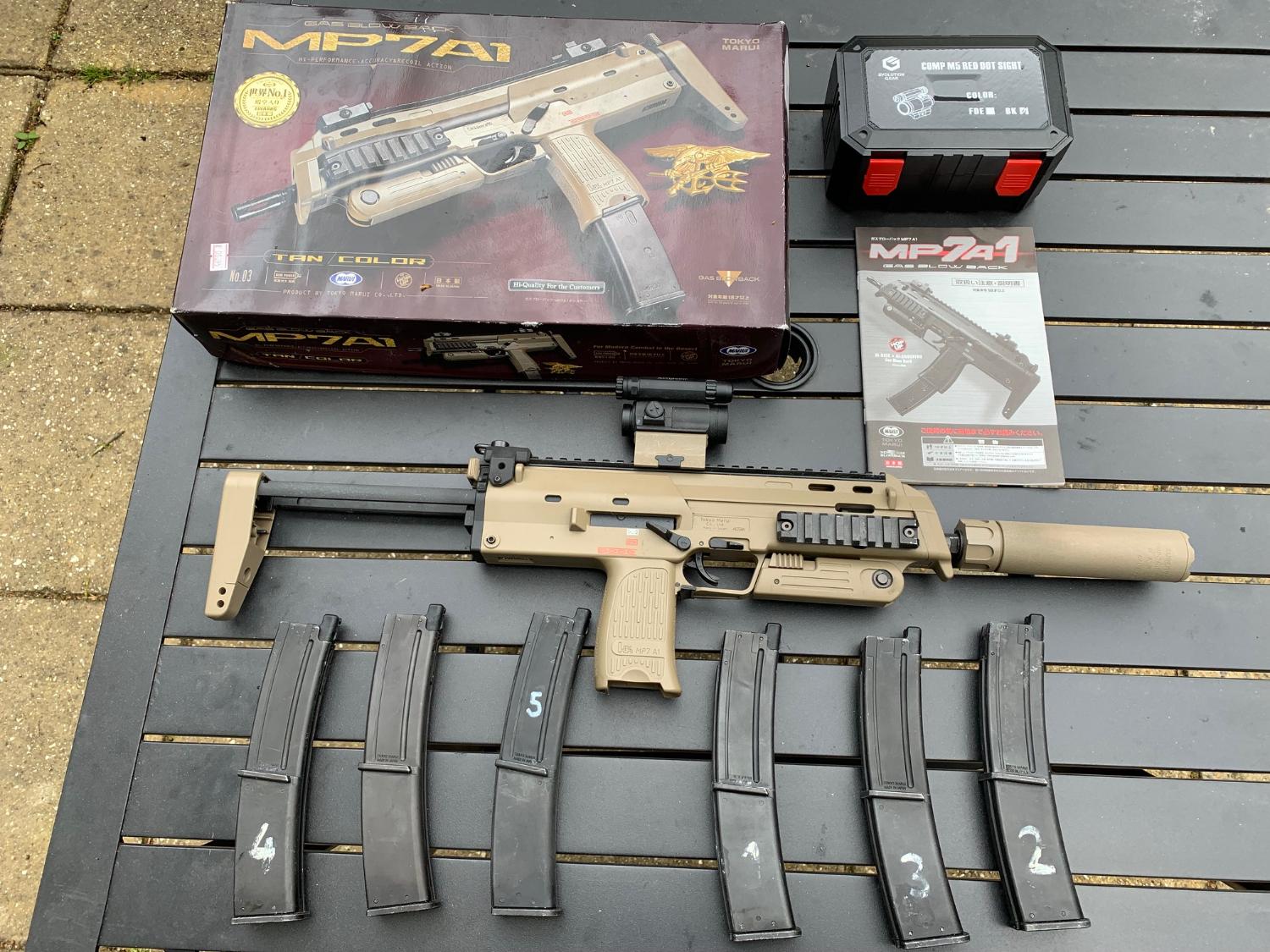 TM MP7 GBBR with 6 x mags and M5 red dot sight - Gas Rifles - Airsoft ...