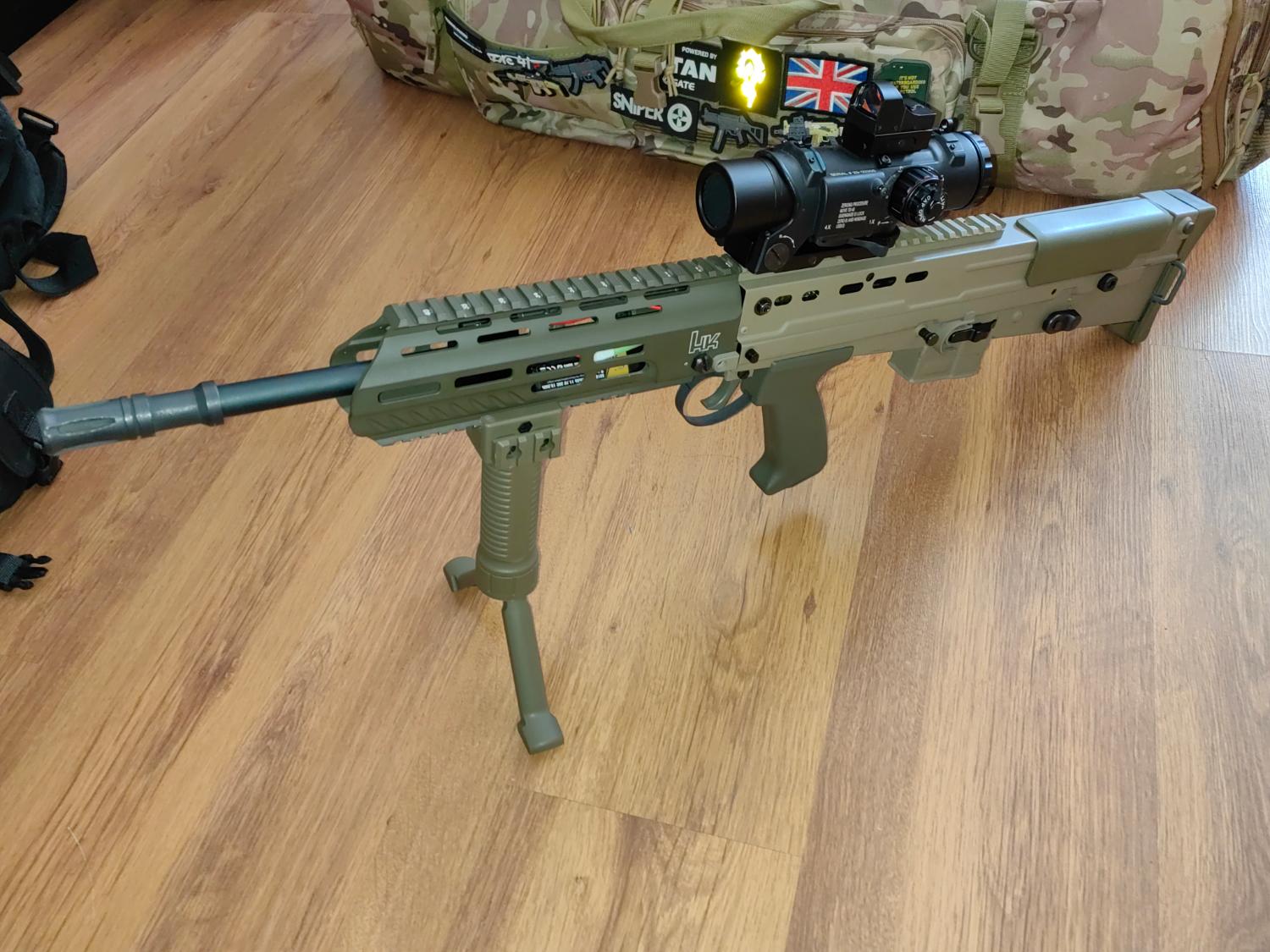 ICS Angry Gun L85A3 Airsoft Rifle With L85 scope and reddot setup ...